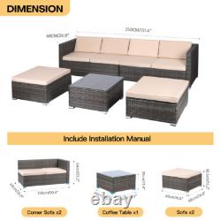 6 Seater Rattan Garden Furniture Set Patio Lounge Sofas with Table Stools Outdoor