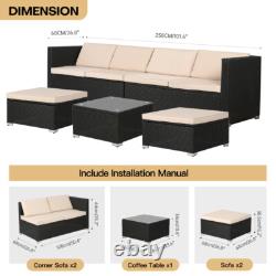 6 Seater Rattan Garden Furniture Set Patio Lounge Sofas with Table Stools Outdoor
