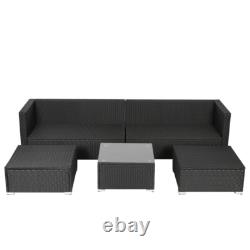 6 Seater Rattan Garden Furniture Set Patio Lounge Sofas with Table Stools Outdoor