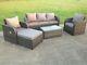 6 Seater Reclining Rattan Sofa Set Footstool Coffee Table Garden Furniture Patio