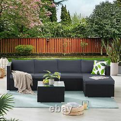 6 pcs Rattan Garden Furniture Set withTable &Pads Outdoor Patio Wicker Corner Sofa