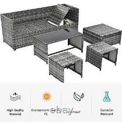 6-seater 7-angle Backrest Sofa Table PE Rattan Garden Furniture Patio Lounge Set