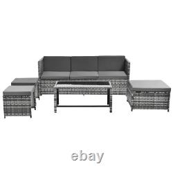 6-seater 7-angle Backrest Sofa Table PE Rattan Garden Furniture Patio Lounge Set