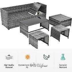 6-seater 7-angles Backrest Sofa Table Rattan Garden Furniture Patio Lounge Set