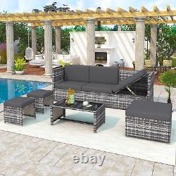 6-seater 7-angles Backrest Sofa Table Rattan Garden Furniture Patio Lounge Set