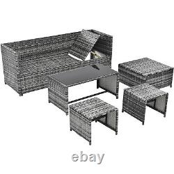 6-seater 7-angles Backrest Sofa Table Rattan Garden Furniture Patio Lounge Set