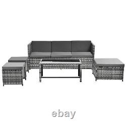 6-seater Recliner Sofa Table Polyrattan Garden Furniture Patio Lounge Set Grey