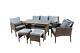 6pcs Rattan Garden Furniture Set Chairs Sofa Stools Table Outdoor Patio Wicker