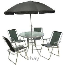 6pc Garden Furniture Set Dining Table 4 Chairs Seats With Parasol Patio Set Deck