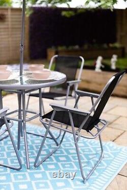 6pc Garden Furniture Set Dining Table 4 Chairs Seats With Parasol Patio Set Deck