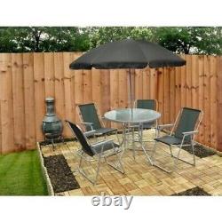 6pc Garden Furniture Set Dining Table 4 Chairs Seats With Parasol Patio Set Deck