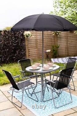 6pc Garden Furniture Set Dining Table 4 Chairs Seats With Parasol Patio Set Deck