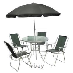 6pc Garden Furniture Set Dining Table 4 Chairs Seats With Parasol Patio Set Deck