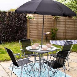 6pc Garden Furniture Set Dining Table 4 Chairs Seats With Parasol Patio Set Deck