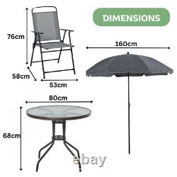 6pc Garden Furniture Set Dining Table 4 Chairs Seats With Parasol Patio Set Deck