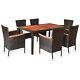 7 Pcs Patio Dining Set Garden Wicker Furniture Rattan Chairs Table Set Withcushion