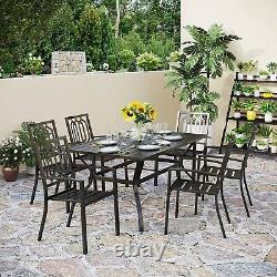 7 Pcs Garden Patio Dining Furniture Set Outdoor Furniture Stackable Chairs Table