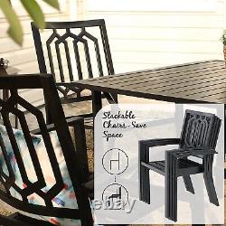 7 Pcs Garden Patio Dining Furniture Set Outdoor Furniture Stackable Chairs Table