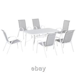 7 Piece Garden Dining Set 6 Seater Outdoor Patio Furniture Grey