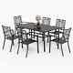 7 Piece Metal Outdoor Patio Dining Set With Umbrella Hole For Garden Furniture