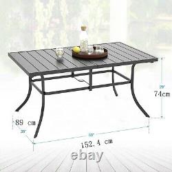 7 Piece Metal Outdoor Patio Dining Set with Umbrella Hole for Garden Furniture