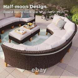 7 Piece Patio Conversation Sofa Set Wicker Outdoor Furniture Sets with Cushioned