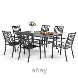7 Pieces Garden Patio Furniture Sets Outdoor Furniture Stackable Chairs Table