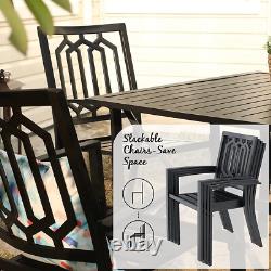 7 Pieces Garden Patio Furniture Sets Outdoor Furniture Stackable Chairs Table