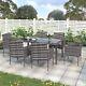 7 Pieces Outdoor Rattan Garden Furniture Patio Dining Table + 6 Chairs Set Db