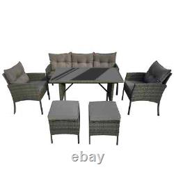 7-Seater Garden Sofa Set Outdoor Rattan Patio Furniture with Table & Chair