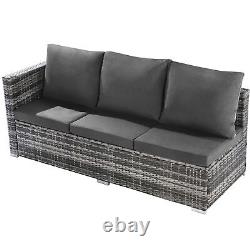 7 Seater Rattan Garden Furniture Patio Corner Sofa Set with Storage Box Grey