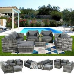 7 Seater Rattan Garden Furniture Set Sofa Table Patio Conservatory MIX Grey Uk