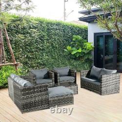 7 Seater Rattan Garden Furniture Set Sofa Table Patio Conservatory MIX Grey Uk