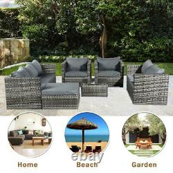 7 Seater Rattan Garden Furniture Set Sofa Table Patio Conservatory MIX Grey Uk