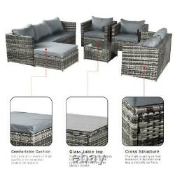 7 Seater Rattan Garden Furniture Set Sofa Table Patio Conservatory MIX Grey Uk