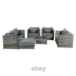 7 Seater Rattan Garden Furniture Set Sofa Table Patio Conservatory MIX Grey Uk