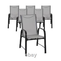 7PC Garden Dining Set Outdoor Furniture Patio Chairs Glass Table Grey Mauritius