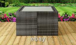 7PC Rattan Garden Patio Furniture Set 2 Sofas, 4 Stools & Dining Table