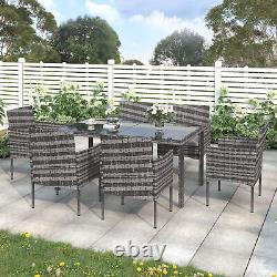 7pc Rattan Garden Furniture Set Wicker Patio Conservatory Dining Table and Chair