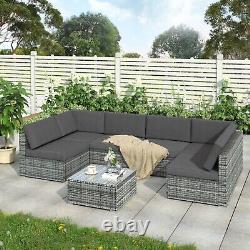 7pcs Outdoor Patio Garden Furniture Rattan Sectional Sofa Set Corner Sofa Set
