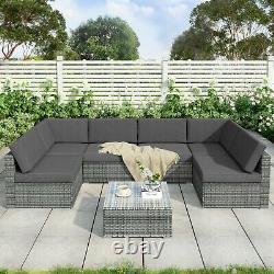 7pcs Outdoor Patio Garden Furniture Rattan Sectional Sofa Set Corner Sofa Set