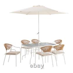 8-Piece Garden Patio Furniture Set with Parasol NEW