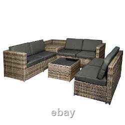 8 Pieces Outdoor PE Rattan Sofa Set with Cushions, Patio Garden Furniture