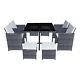 8 Seater Cube Rattan Garden Furniture Set Dining Table Chair Stool Outdoor Patio