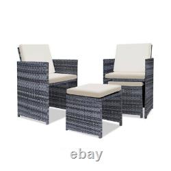 8 Seater Cube Rattan Garden Furniture Set Dining Table Chair Stool Outdoor Patio