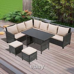 8 Seater Garden Rattan Furniture Corner Dining Set Table Sofa Bench Stool Patio