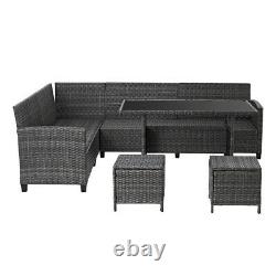 8 Seater Garden Rattan Furniture Corner Dining Set Table Sofa Bench Stool Patio