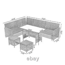 8 Seater Garden Rattan Furniture Corner Dining Set Table Sofa Bench Stool Patio