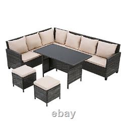 8 Seater Garden Rattan Furniture Corner Dining Set Table Sofa Bench Stool Patio