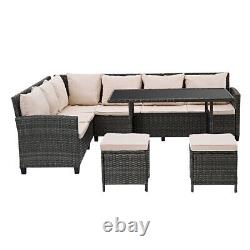 8 Seater Garden Rattan Furniture Corner Dining Set Table Sofa Bench Stool Patio